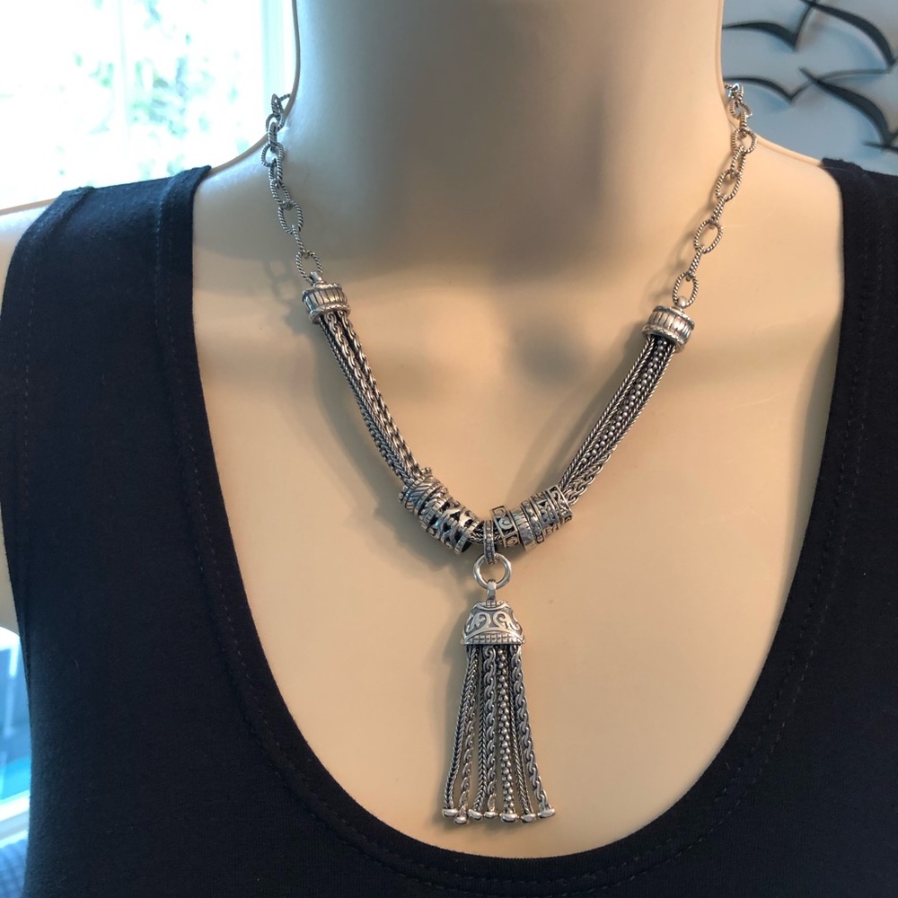 RARE Silpada 925 Sterling Silver Gathered Tassel Necklace ~ Timeless!